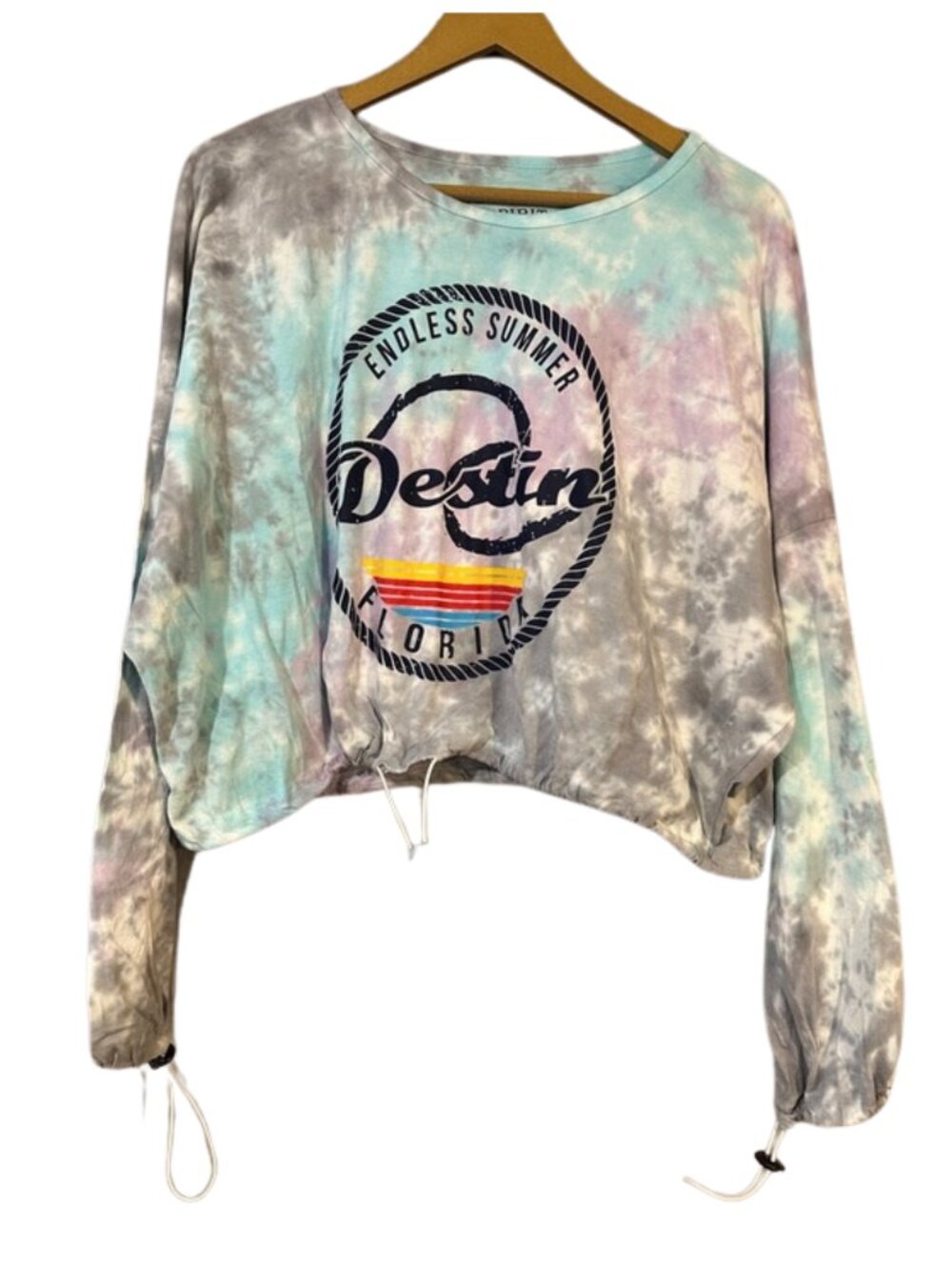 Southern Spirit “Destin Florida Endless Summer” Tie-Dye Cropped Long Sleeve Tee